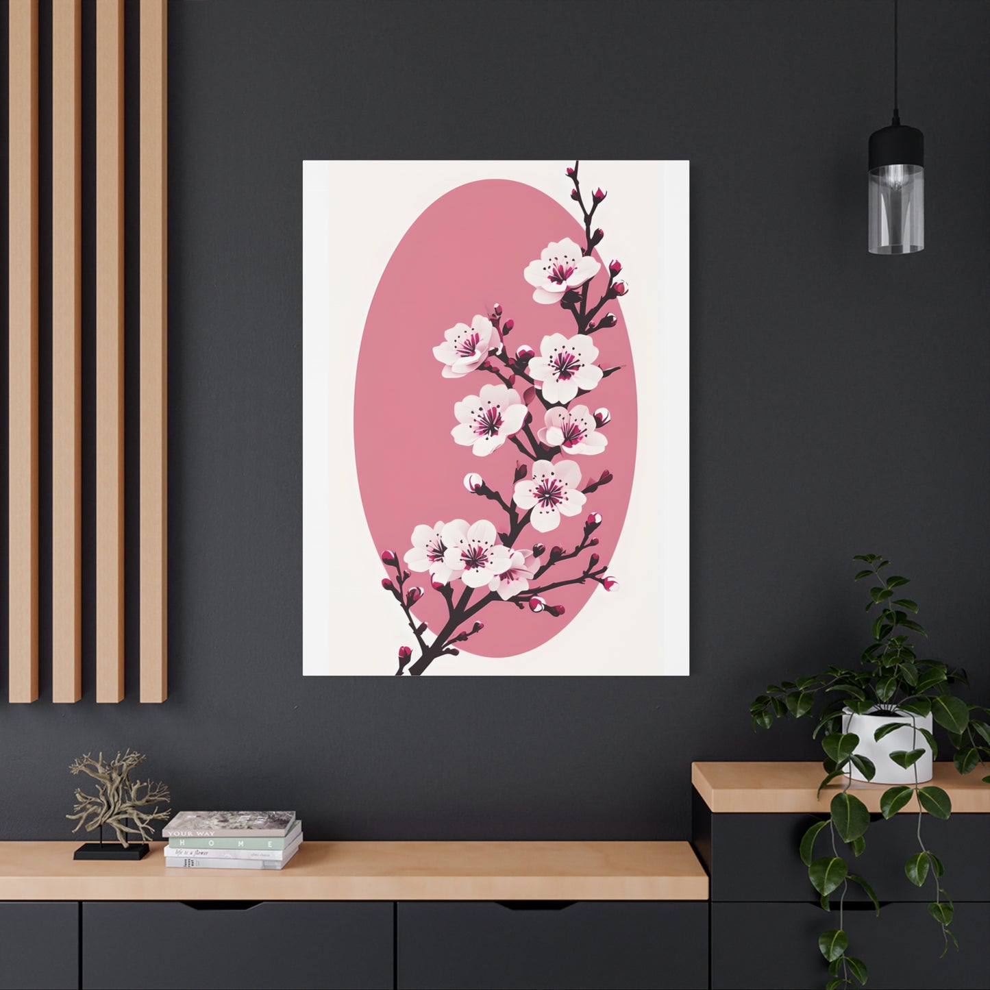 Cherry Blossom Canvas Wall Art | Japanese Flower Wall Decor | Pink Floral Canvas Print | Spring Nature Home Art | Sakura Artwork