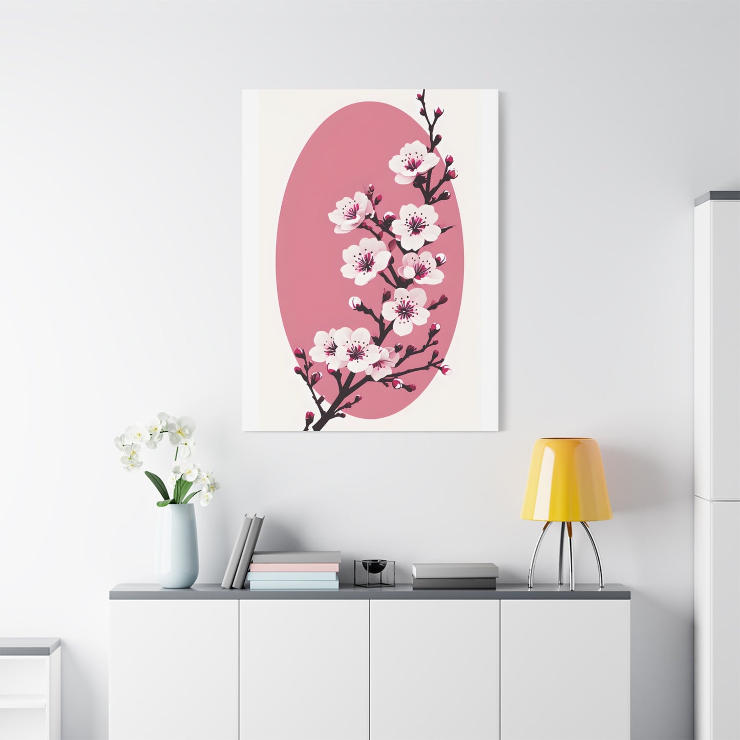 Cherry Blossom Canvas Wall Art | Japanese Flower Wall Decor | Pink Floral Canvas Print | Spring Nature Home Art | Sakura Artwork