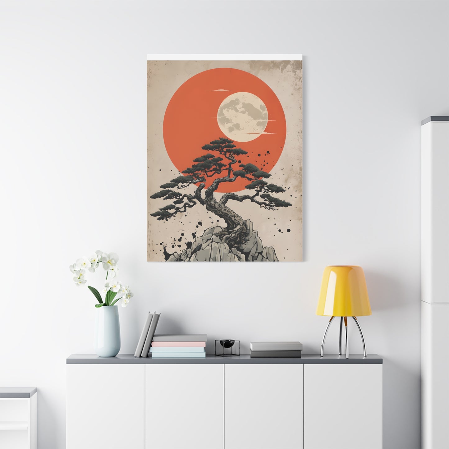 Breathtaking Bonsai Sunset Digital Art Japanese Zen Wall Art Digital Print – Japanese Digital Download - Tranquil Landscape Decor