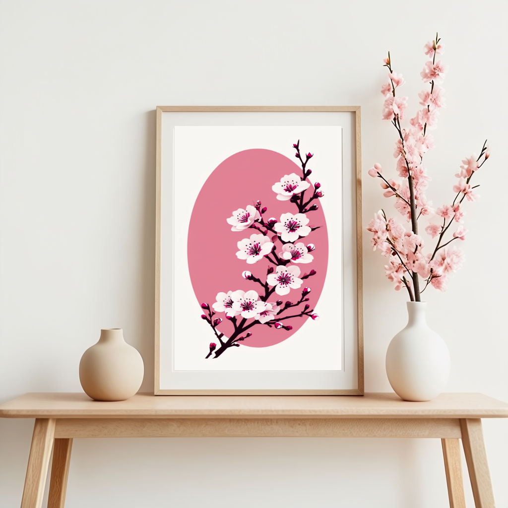 Cherry Blossom Canvas Wall Art | Japanese Flower Wall Decor | Pink Floral Canvas Print | Spring Nature Home Art | Sakura Artwork