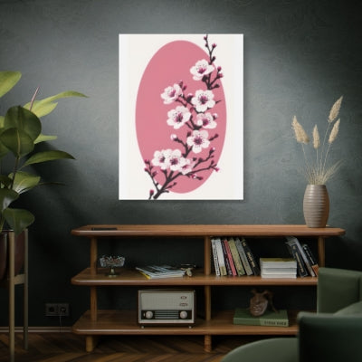 Cherry Blossom Canvas Wall Art | Japanese Flower Wall Decor | Pink Floral Canvas Print | Spring Nature Home Art | Sakura Artwork