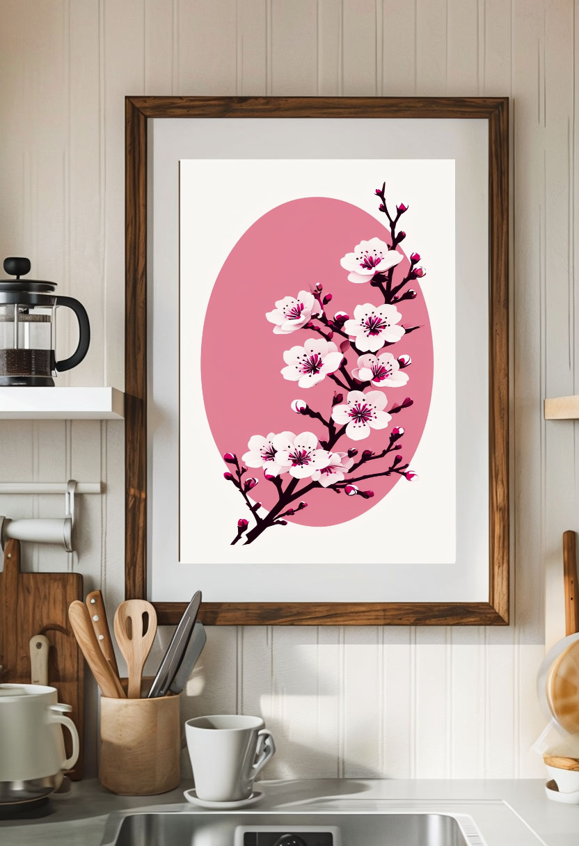 Cherry Blossom Canvas Wall Art | Japanese Flower Wall Decor | Pink Floral Canvas Print | Spring Nature Home Art | Sakura Artwork