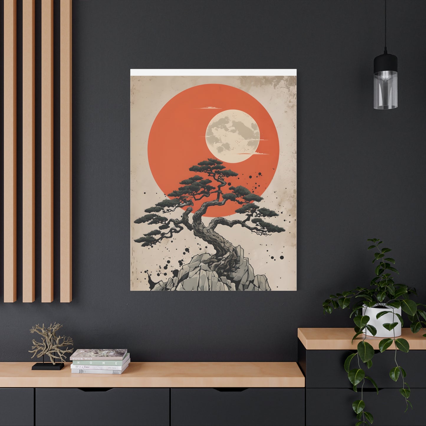 Breathtaking Bonsai Sunset Digital Art Japanese Zen Wall Art Digital Print – Japanese Digital Download - Tranquil Landscape Decor