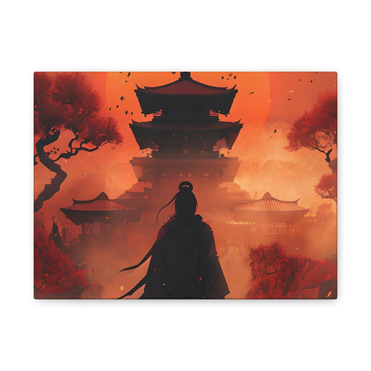 Japandi Ninja Wall Art | Minimalist Warrior Canvas Print | Zen Samurai Digital Art | Japanese Scandinavian Decor | Neutral Tones Poster