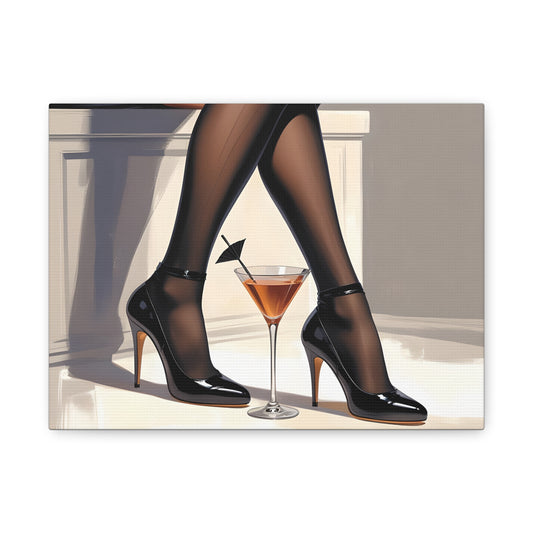 Sexy Stockings Wall Art | Legs & Heels Instant Canvas Print | Glamour Cocktail Poster | Feminine Digital Art Decor | Boudoir Bar Lounge